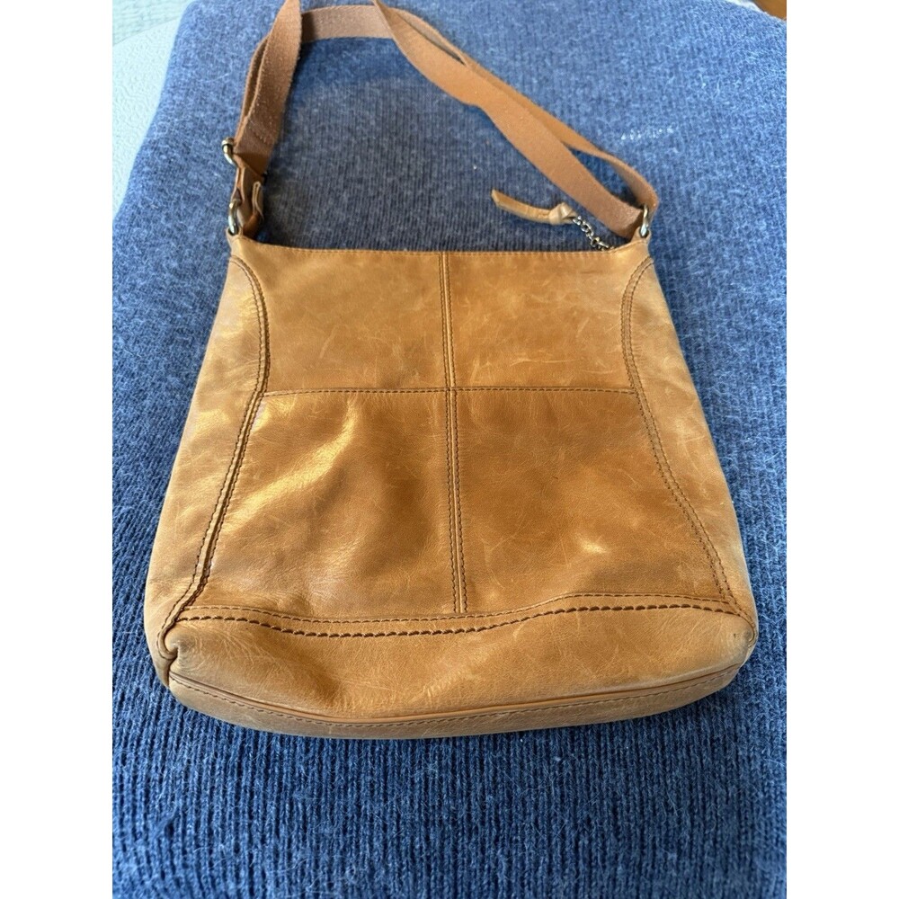 The Sak Iris Tan Brown Leather Tooled Embossed Adjustable Crossbody Shoulder Bag - Picture 10 of 13